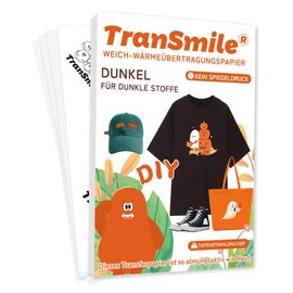 TRANSMILE 50 Sheets, A4 Inkjet Transfer Paper, Iron On Film for Dark T-Shirts, Printable Transfer Vinyl for Inkjet Printers (D-TM-3-1.0-50)