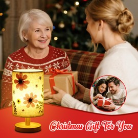 WSYEAR Dried Flower LED Table Lamp, Birthday Multi-Way Dimmable Natural Pressed Flower Desk Lamp with Wooden Stand Christmas for Bedroom, Living Room, Office