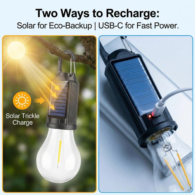 MODOAO 4-Pack Solar LED Camping Light, Rechargeable Outdoor Tent Lantern