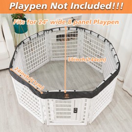 PJYuCien Dog Playpen Mesh Top Cover, Fits 24 Inch 8 Panels Regular Octagon Plastic Exercise Pet Pen, Adhesive Tape Connections, Black (Note: Cover Only, Fence Not Included)