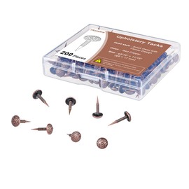 Homdire Upholstery Tacks with Small Head, 5/16 inch Vintage Furniture Tacks Nails for Upholstery, 200pcs Mini Decorative Nails with Threaded Leg, Sofa Tacks for Woods (Red Copper)