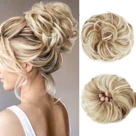 Belevo Bun Hairpiece with Elastic Band, Hair Scrunchie with Hair, Curly Hair Bun Messy Bun, Large Hair Pieces Like Real Hair for Women Girls Hair Extensions Updo - Dirty Blonde 55 g
