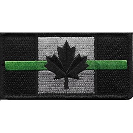 Thin Green Line Canada Flag Patch for Park Rangers and Environment Services with Hook/Loop Backing
