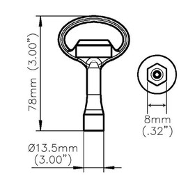 204-0121.00-00000 DIRAK Compatible Hex 8mm Female Key Black Zinc Die (1004-49)