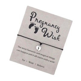 Pregnancy Wish Bracelet with Card, Baby Footprints (Black String) Miss Fit Boutique