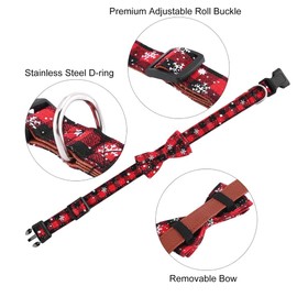 Asvin Christmas Dog Collar, with Bow tie Collar, Soft, Comfortable and Adjustable, For Dogs Small Medium Large Christmas (L, Red)