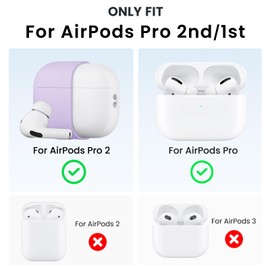 ORNARTO for Airpods Pro 2nd/1st Generation Case with Cleaner Pen, Eartips Cover, Full Protective Soft Silicone for AirPods Pro Case 2022/2019 with Keychain, Front LED Visible Skin Cover-Pastel Purple