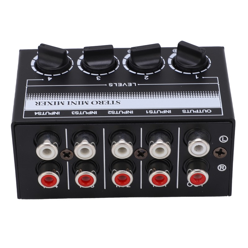 Stereo Mini Mixer Passive Audio Signal Controller 4 Channel Hub
