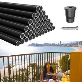 100 Pack 32'' Aluminum Deck Balusters Round Aluminum Balusters for Deck Railing 3/4" Diameter Deck Spindles with Screws Connectors Metal Deck Balusters Staircase Porch Patio (32", 100PC)