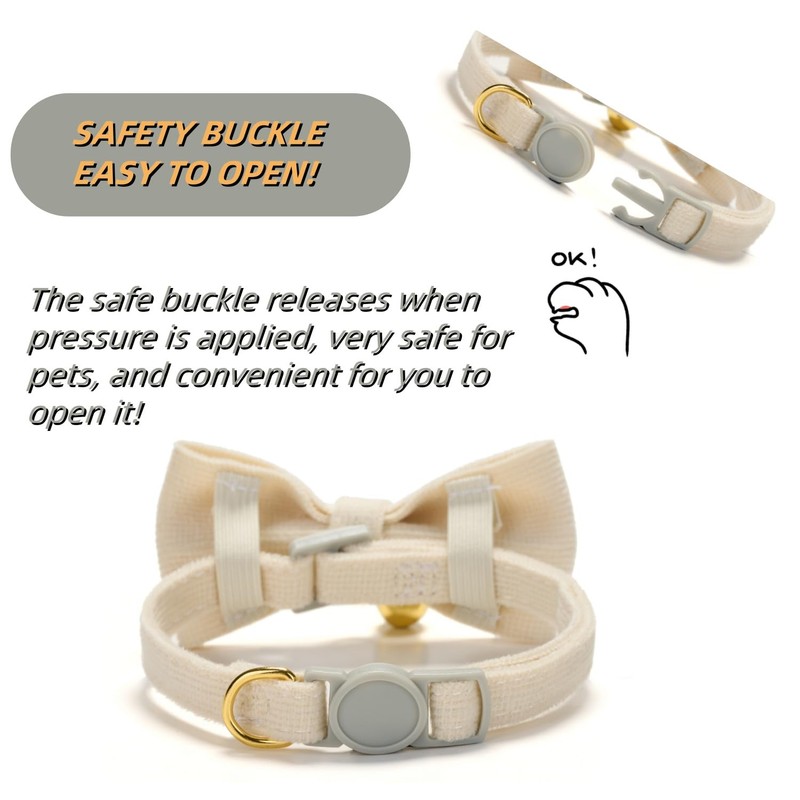 Cute Cat Collars With Bow,Quick Release Safty Buckle with Bells,Soft