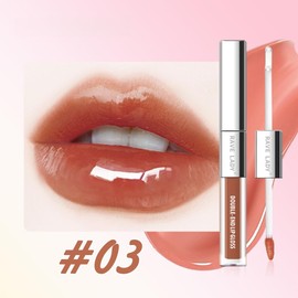 Lip Gloss 2 in 1, Double Head Lip Gloss, Lip Glaze Holds Lips, Moisturizing Gloss, Moisturizing Balm, Lip Blood Tone, Waterproof Long Lasting Transparent Tint TikTok Popular (03#)