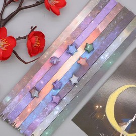 WUMUZAI 12 Constellation Paper Stars Strips 540 Sheets, Origami Star Paper Strips 8 Designs, Lucky Star Paper Strips, Galaxy Outer Space Decoration Folding Paper for DIY Hand Art Craft Making, B