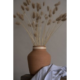 Foreside Home & Garden Natural Handthrown Terracotta & Rattan Vase