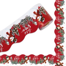 AnyDesign 32.8Ft Winter Bulletin Board Borders Red Snowman Trim Borders, Christmas School Classroom Office Decor Supplies