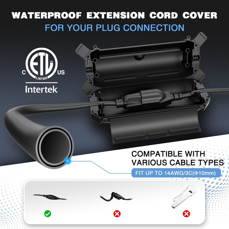 Flemoon [3 Pack] Outdoor Extension Cord Safety Cover with Waterproof