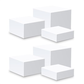 Set of 3 Acrylic Buffet Risers, Food Display Risers for Party Wedding Brunch, White Acrylic Cube Nesting Risers Stands with Hollow Bottoms for Cupcake Dessert Jewelry Collectible 6PCS 8''x9''x10''