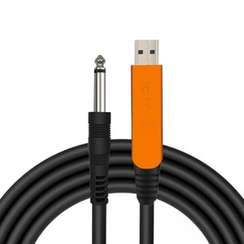 Cable USB para guitarra de 10 pies para grabación de instrumentos. Cable adaptador de audio USB-A a 6.35mm 1/4 TS chapado en oro para guitarra electró