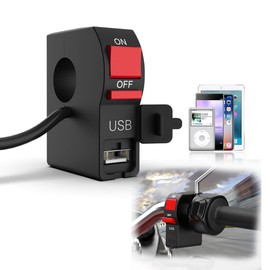Eaglerich Bike Switch Motorcycle Handlebar Switch Motorcycle Headlight Switch USB Phone Charger Switch 12V Indicator Moto Accessories