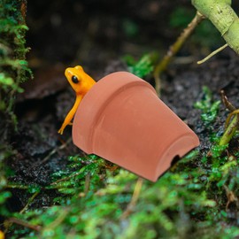 FOMIYES 2pcs Reptile Hiding Cave Pottery Clay Terrarium Hideout Turtles Basking Platform Reptile Shelter Pot Critter Cavern Log Hideaway for Aquarium Accessories