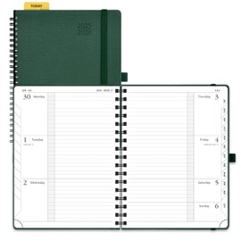 POPRUN Planner 2025-2026, Horizontal Weekly Notebook Jul.25-Jun.26 (Medium 6.75''x 8.75''), Academic Calendar Book with Monthly Tabs, Spiral Soft Cover, Inner Pocket, 100 GSM - Army Green