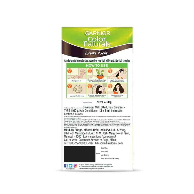 Garnier Color Naturals Crème hair color, Shade 4 Brown, 70ml