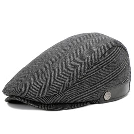 Superora Men's Flat Cap Beret Cap Cotton Unisex Hat 1920 Style Men's Flat Cap Winter Warm Flat Cap with Checked Pattern Cotton Hats, Grey (grey 2)