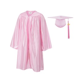 SAMDEEMI Unisex Shiny Kindergarten Graduation Gown Cap Set with 2025 Tassel, for Preschool Toddler Children, pink 33"