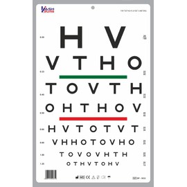HOTV Optotype Eye Chart with Red/Green Bar Visual Acuity Test 6m/20ft Vitamin D Deficiency Screening Chart 30x46cm