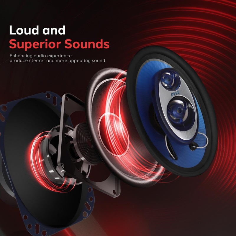 Pyle 4'' x 6'' Three Way Sound Speaker System -