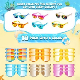 18 Pack Kids Sunglasses Bulk Party Favors, Neon Sunglasses with UV400 Protection for Kids Age 3-8,Great Gift for Birthday ，Graduation Party Supplies Party, Beach, Pool，Boys Girls Goody Bag Stuffers