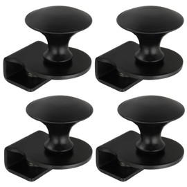 LT Easiyl 4Pcs Glass Door Handle Zinc Alloy Non Drilling Glass Display Cabinet Clamp Handle for 5-8mm Thickness Showcase Glass Cabinets Kitchen Bathroom Handle Black