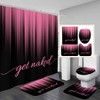 AAtter 4 Piece Pink and Black Shower Curtain Set Get