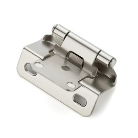 Ravinte 50 Pack 25 Pairs Semi-Overlay 1/2 inch Self-Closing Face Frame Cabinet Hinges Satin Nickel Half Wrap-Around Kitchen Cabinet Door Hinges Face Mount Cabinet Hardware