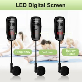 XIAOKOA Wireless Microphone Headset,UHF Dual Headset Microphone System,165FT Range Transmission for Voice Amplifier,PA System,Fitness.Church,Yoga Class