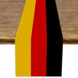 Linen German National Flag Table Runner Oktoberfest Decoration for Kitchen Dining Room Home Decor (13" x 72")