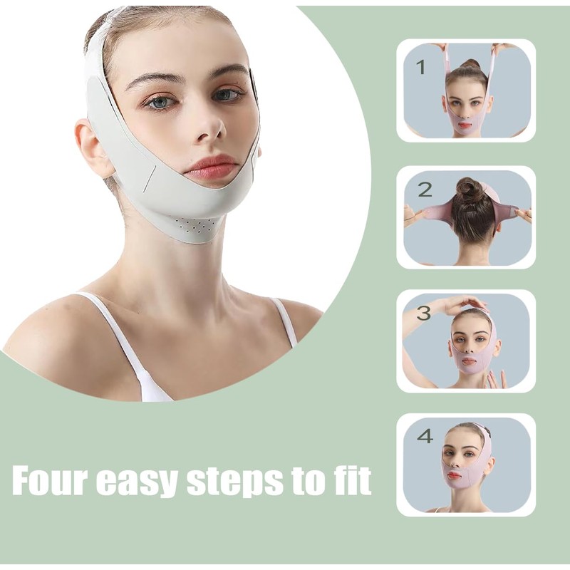 CCAIPU Facelifting Stickers, Breathable, Lightweight Ice Silk V-Face Harnesses (Green)