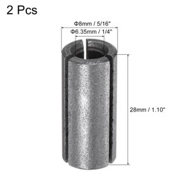sourcing map Router Collet Chuck Driver Adapter 1/2" (12.7mm) to 5/16"(7.94mm) Spring Steel CNC Engraving Bit Router Converter for Woodworking Engraving Machine Tool 2pcs