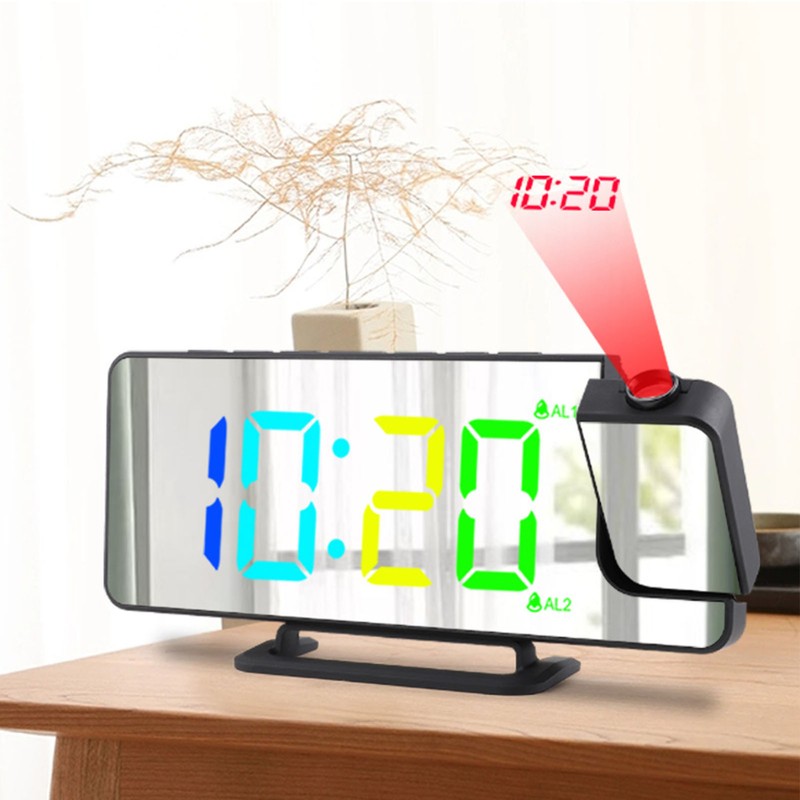 Projection Alarm Clock 7.4 Inch LED Mirror Digital Alarm Clock