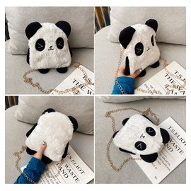 FakeFace Panda Shoulder Bag, Sewn Pouch, Cute, Pochette, Fluffy, Mini Bag, Girls, Women's, Smartphone Pouch, One Shoulder Bag, Crossbody Hanging, Portable Pouch, Lightweight, Large Capacity, Wallet,