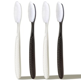 Gold Dawn Large Long Head Toothbrush, 4-Pack, Upgraded Hard & Firm Charcoal Bristles, Whitening Teeth, Removing Plaque, Brace, Cigarette, Coffee and Other Stains, Suitable for Daily Oral Care.