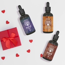 Beard Oil Conditioner 3 Pack - All Natural Variety Set - Sandalwood, Pine & Cedar, Clary Sage Conditioning and Moisturizing for a Healthy Beards, Great Item by Viking Revolution