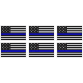 Unbranded/Generic 6 Mini Thin Blue Line American Flag Stickers Decals for Hard Hats Helmets Flags