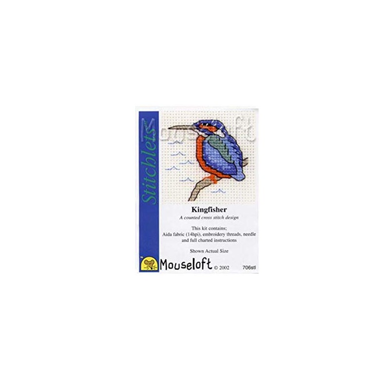Mouseloft Mini Cross Stitch Kit - Kingfisher, Stitchlets Collection