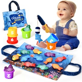 BAHIAKLO Montessori Toys for 1 Year Old Boy Girl Gifts, Cloth Fishing Game Toddler Toy 1-3, Sorting Learning Baby Toys 6-12-18 Months, One Year Old Girl Boy Birthday Gifts