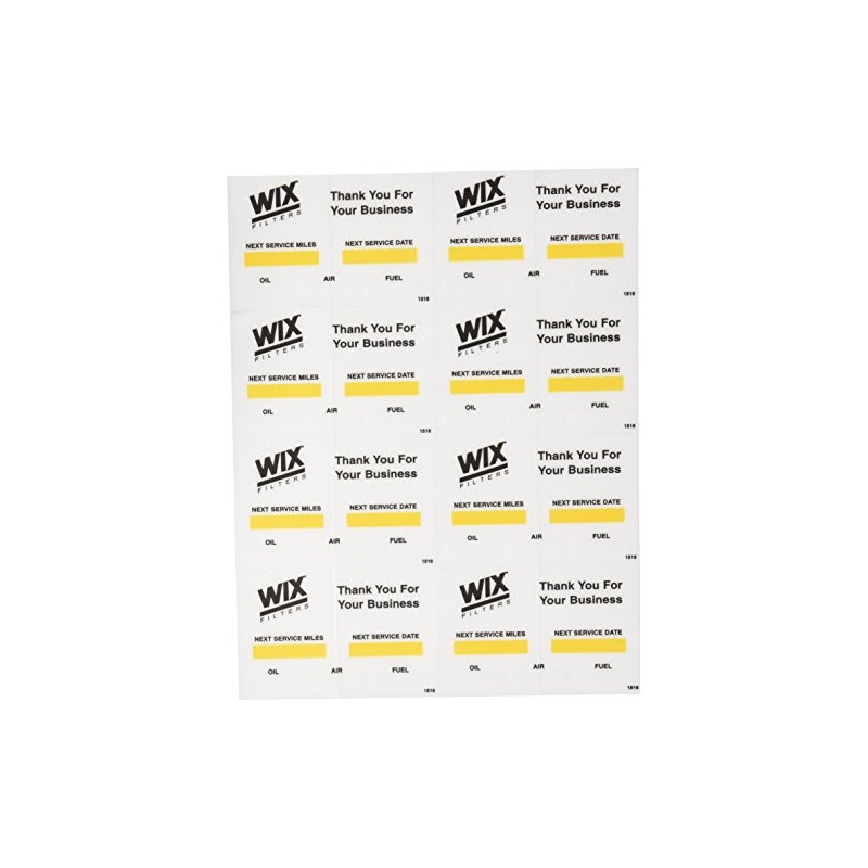 WIX (WI1516) Oil Change Decal