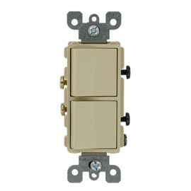 Leviton 20 Amp, 120/277 Volt, Decora Single-Pole/Single-Pole AC Combination Switch, Commercial Grade, Grounding, 5627-I, Ivory
