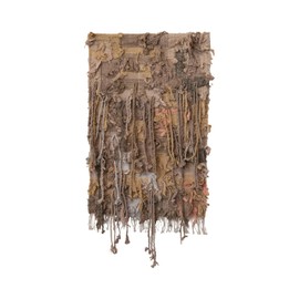 Creative Co-Op Woven Cotton Chindi Wall Hanging with Wood Hanger and Fringe, Multicolor