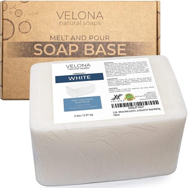 5 LB - White Melt and Pour Soap Base by Velona | SLS/SLES free | Natural Bars for The Best Result for Soap-Making