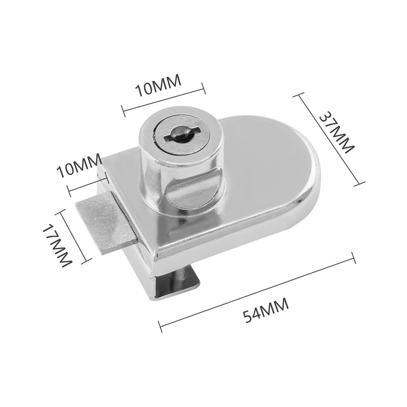 Luomorgo 2Pcs Showcase Lock Stainless Steel No Drill Glass Door