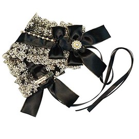 Nite closet Lolita Headdress Gothic Lace Bow Black for Women Bowknot Hair Accessory Maid